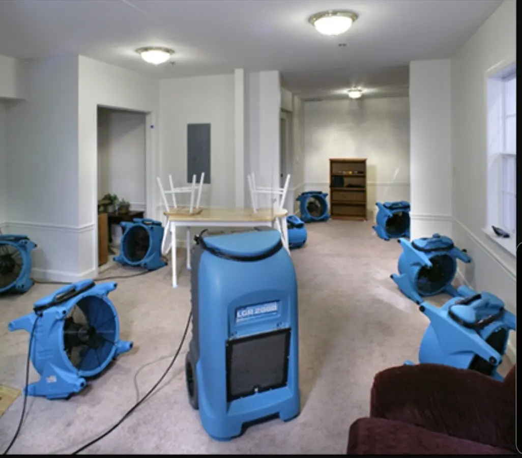 Air movers and dehumidifier setup for Water Extraction & Removal in Longview